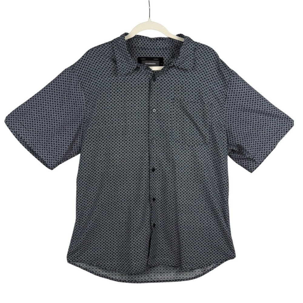 Hydrogen Black and White Patterned Short Sleeve Button Down Shirt Size XL